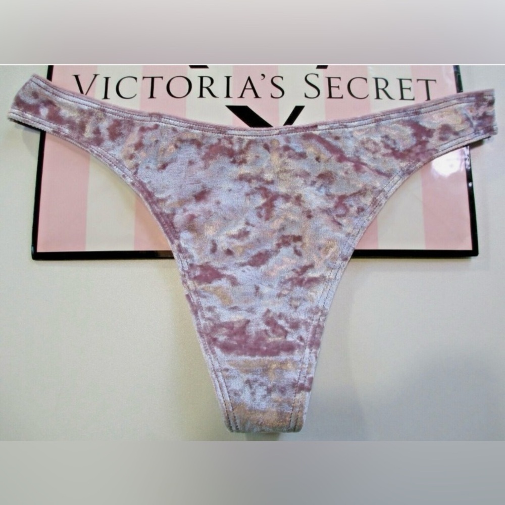 Victoria Secret Pink Crushed Velvet Mauve Panty Size M